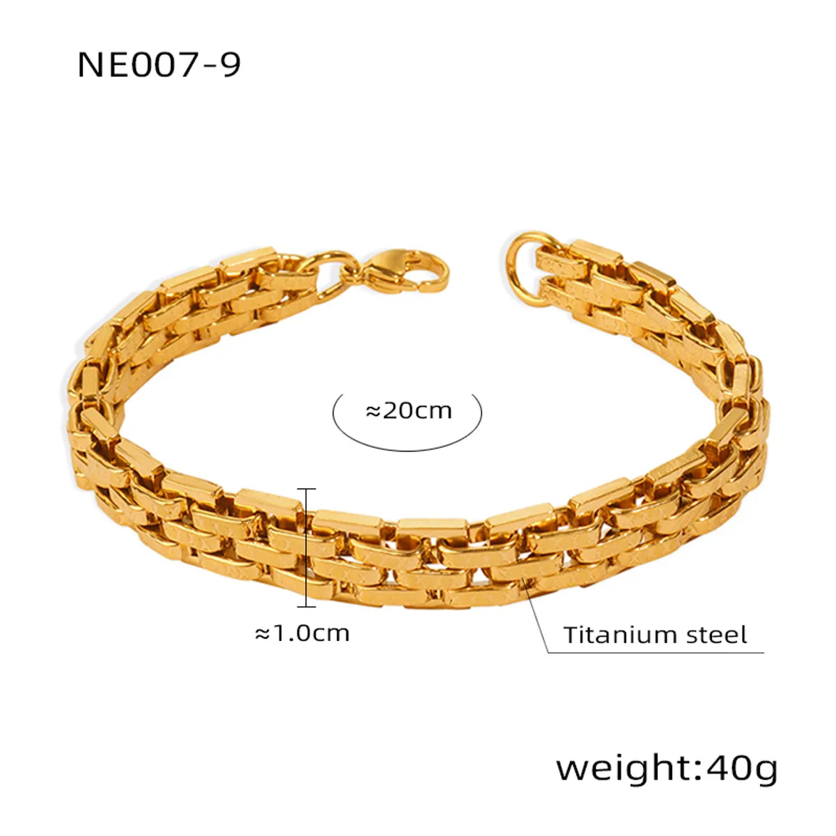 Hip-hop Cool Style Geometric Titanium Steel Plating 18k Gold Plated Unisex Bracelets