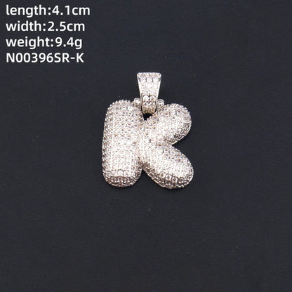 304 Stainless Steel Copper K Gold Plated Rhodium Plated Hip-Hop Cool Style Inlay Letter Square Zircon Charms Necklace