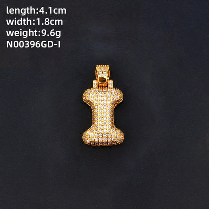 304 Stainless Steel Copper K Gold Plated Rhodium Plated Hip-Hop Cool Style Inlay Letter Square Zircon Charms Necklace