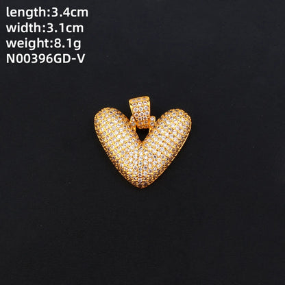 304 Stainless Steel Copper K Gold Plated Rhodium Plated Hip-Hop Cool Style Inlay Letter Square Zircon Charms Necklace