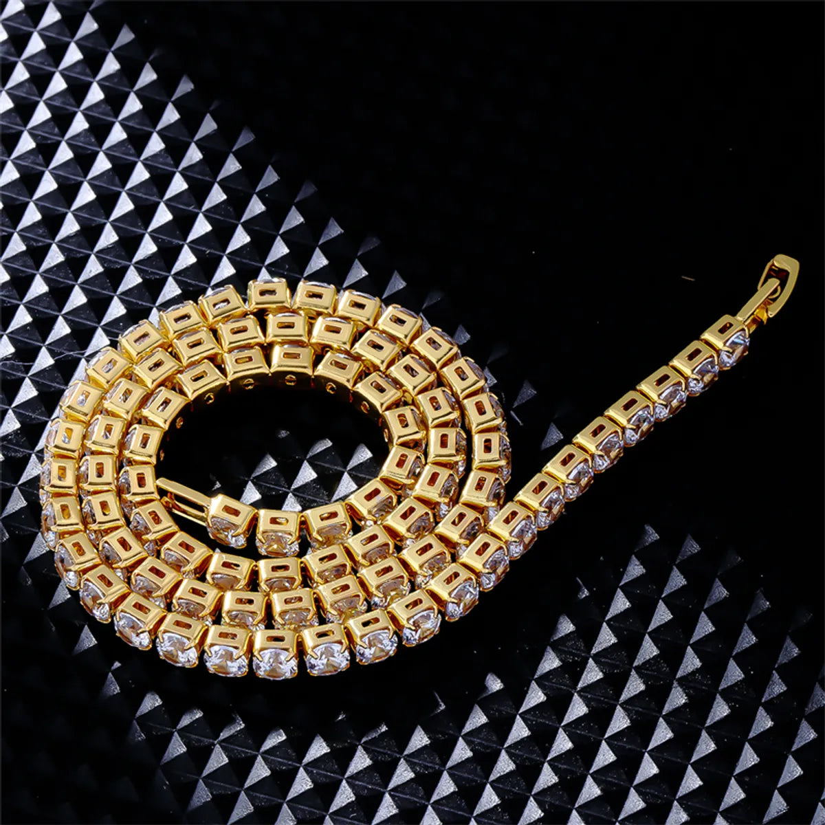 304 Stainless Steel Copper K Gold Plated Rhodium Plated Hip-Hop Cool Style Inlay Letter Square Zircon Charms Necklace