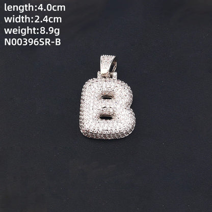 304 Stainless Steel Copper K Gold Plated Rhodium Plated Hip-Hop Cool Style Inlay Letter Square Zircon Charms Necklace