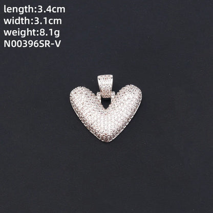 304 Stainless Steel Copper K Gold Plated Rhodium Plated Hip-Hop Cool Style Inlay Letter Square Zircon Charms Necklace