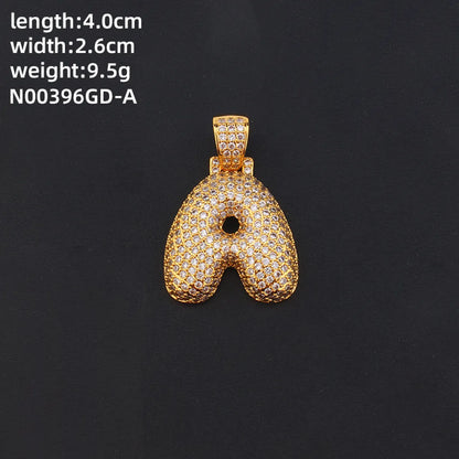 304 Stainless Steel Copper K Gold Plated Rhodium Plated Hip-Hop Cool Style Inlay Letter Square Zircon Charms Necklace