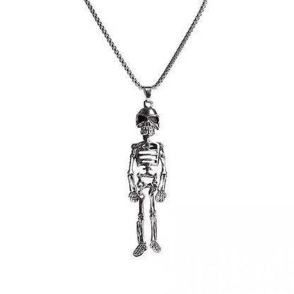 Hip-Hop Cool Style Skeleton Skull Stainless Steel Alloy Plating Men'S Pendant Necklace Long Necklace