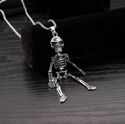 Hip-Hop Cool Style Skeleton Skull Stainless Steel Alloy Plating Men'S Pendant Necklace Long Necklace