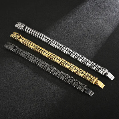 Hip-Hop Cool Style Solid Color Titanium Steel 18K Gold Plated Men'S Bracelets