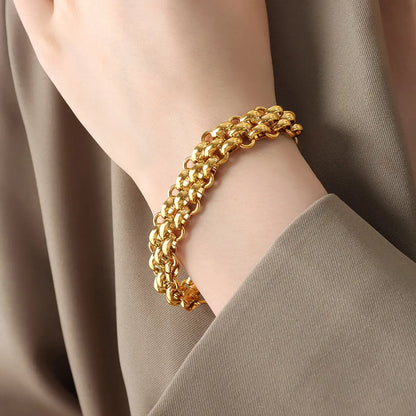 Hip-hop Cool Style Solid Color Titanium Steel Plating 18k Gold Plated Bracelets Necklace