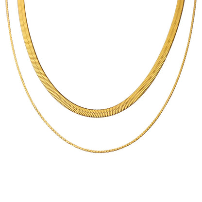 Hip-hop Cool Style Solid Color Titanium Steel Plating 18k Gold Plated Layered Necklaces