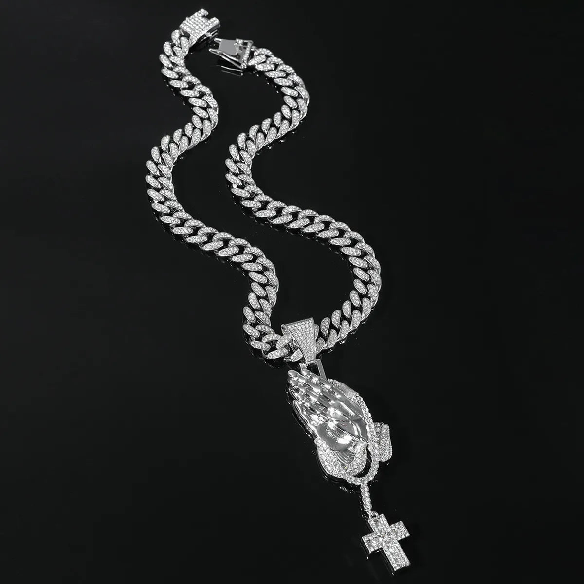 Hip-Hop Cross Alloy Inlay Rhinestones Men'S Pendant Necklace