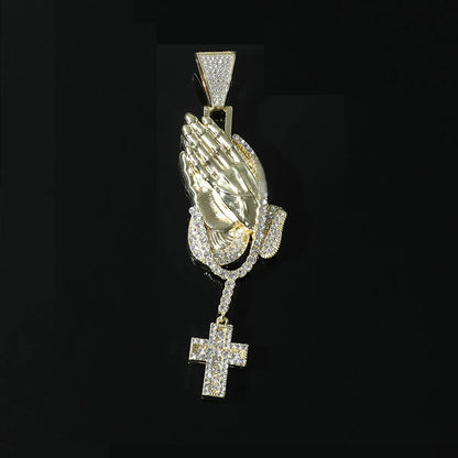 Hip-Hop Cross Alloy Inlay Rhinestones Men'S Pendant Necklace