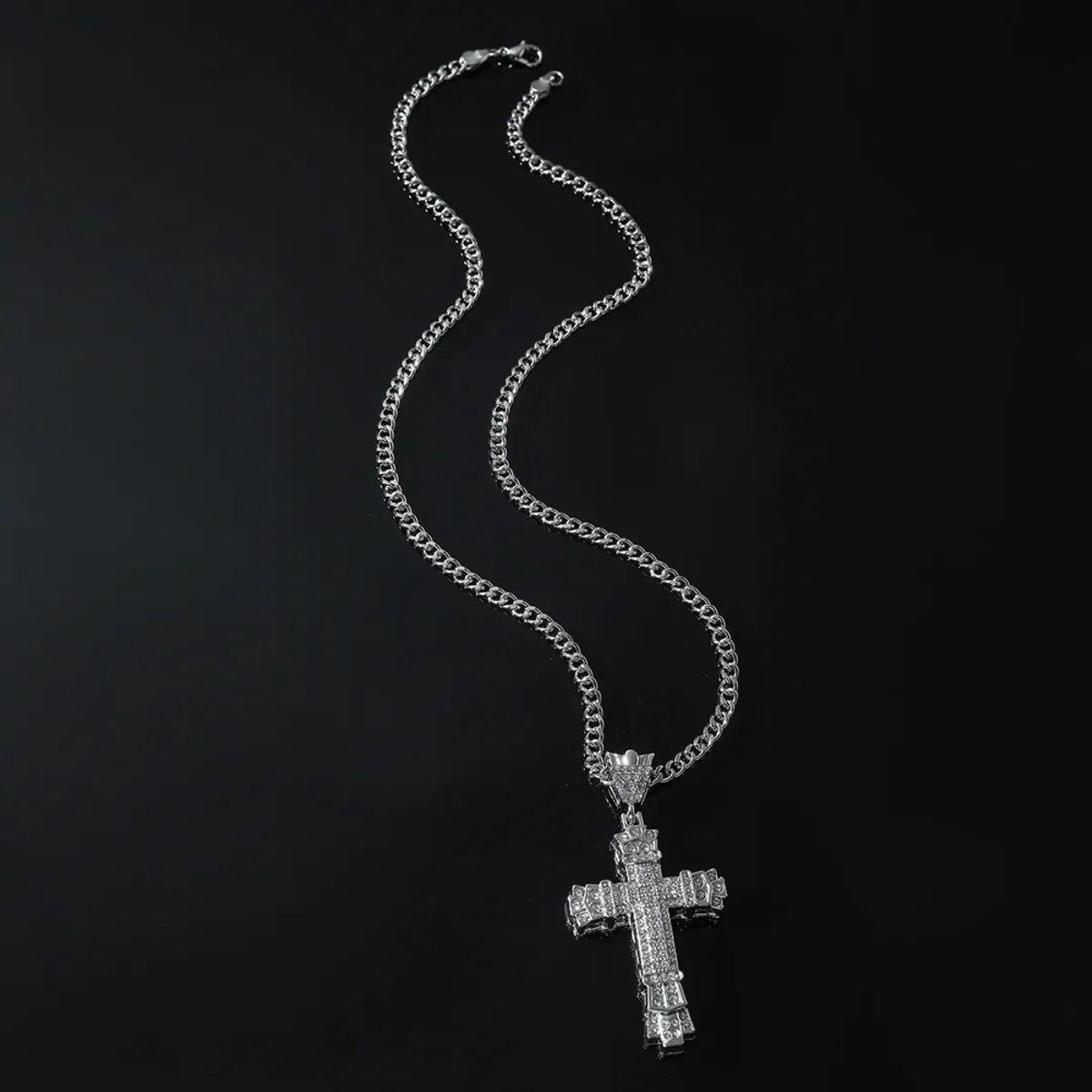 Hip-Hop Cross Alloy Plating Inlay Zircon Men'S Pendant Necklace