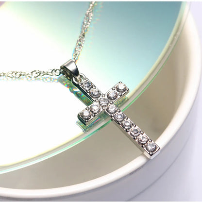 Hip-hop Cross Alloy Plating Rhinestone Pendant Necklace 1 Piece