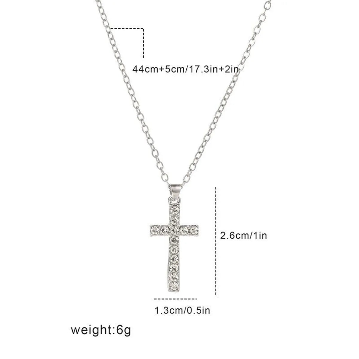 Hip-hop Cross Alloy Plating Rhinestone Pendant Necklace 1 Piece