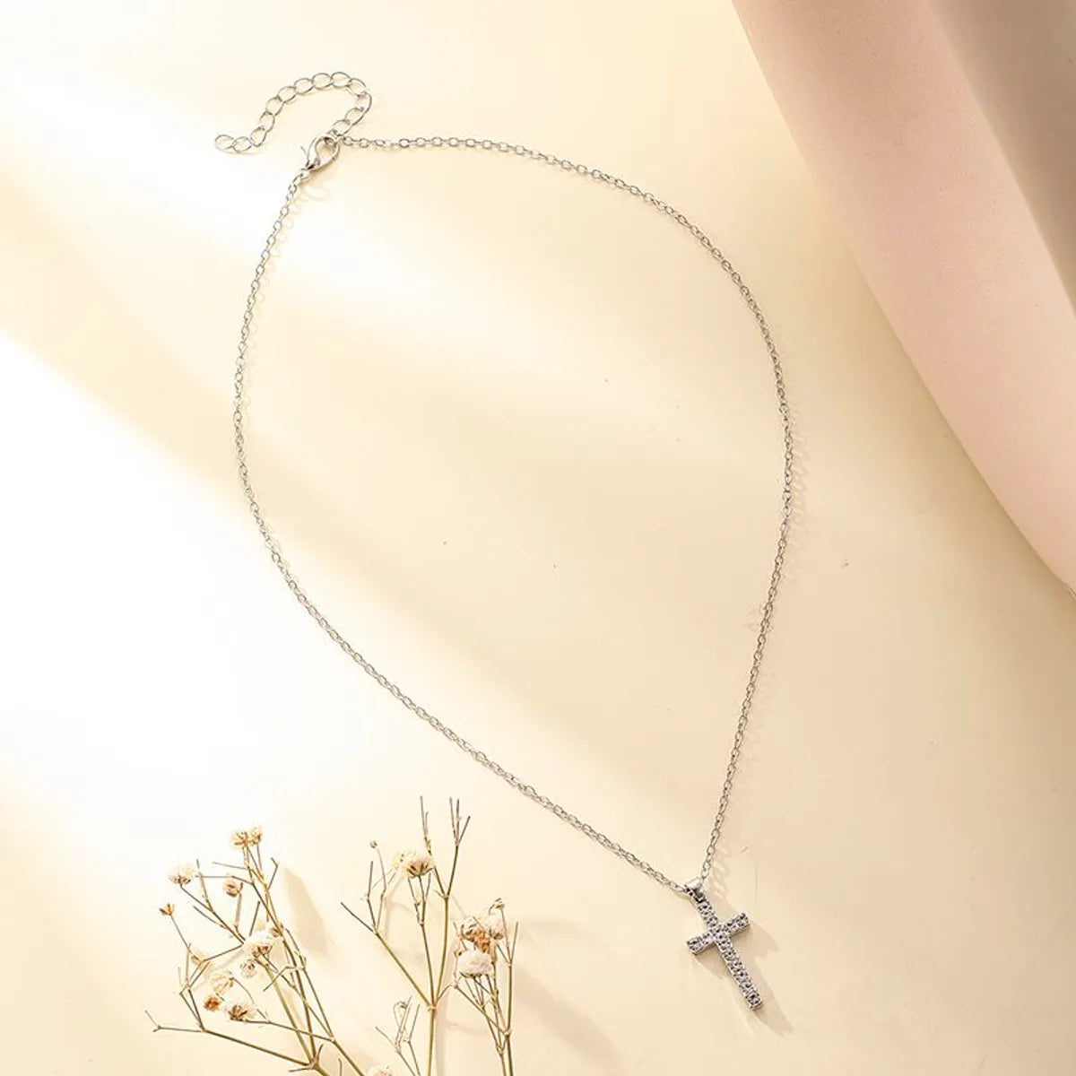 Hip-hop Cross Alloy Plating Rhinestone Pendant Necklace 1 Piece