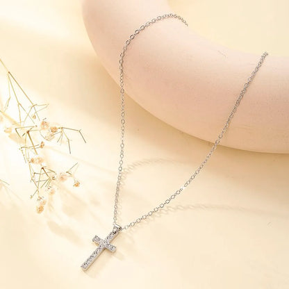 Hip-hop Cross Alloy Plating Rhinestone Pendant Necklace 1 Piece