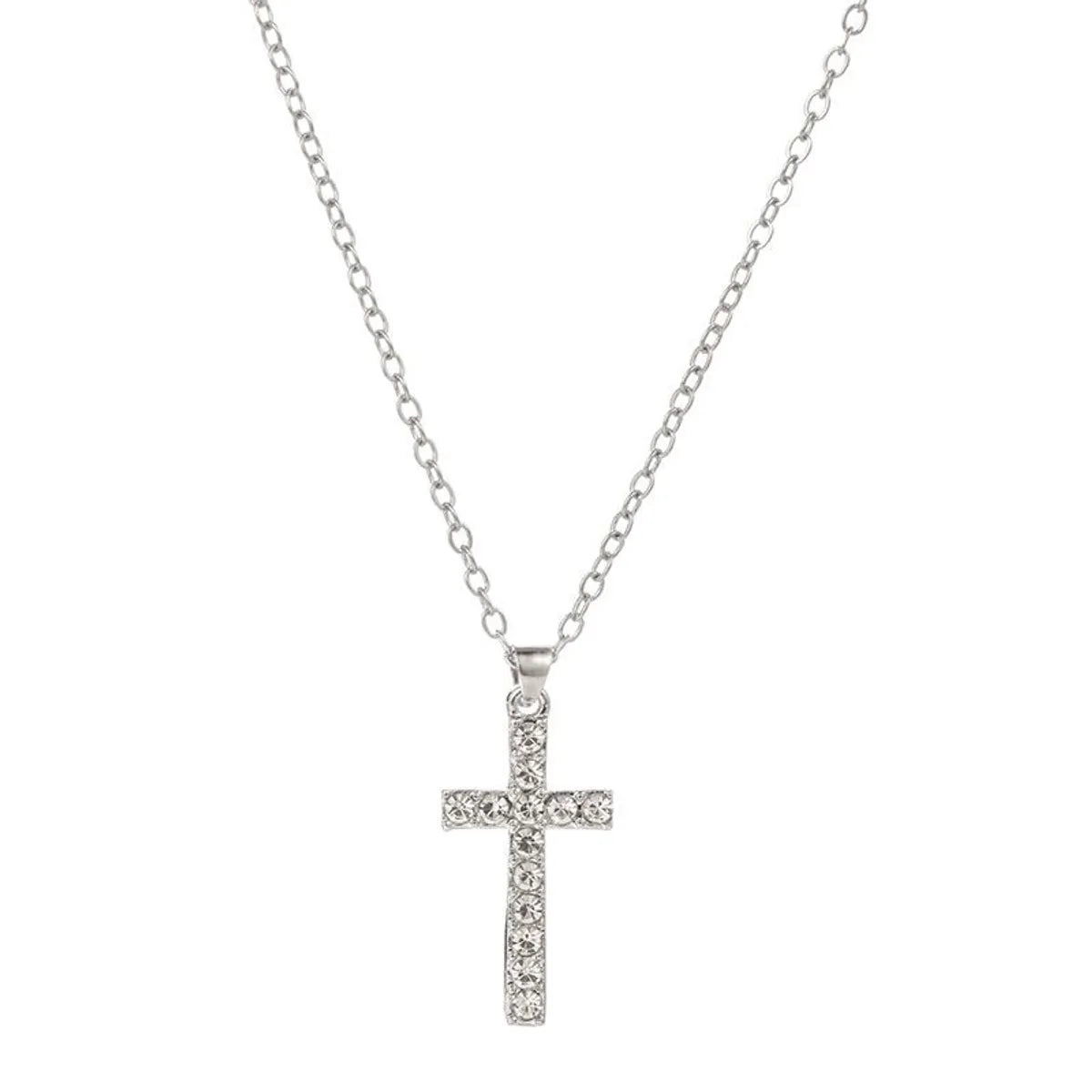 Hip-hop Cross Alloy Plating Rhinestone Pendant Necklace 1 Piece