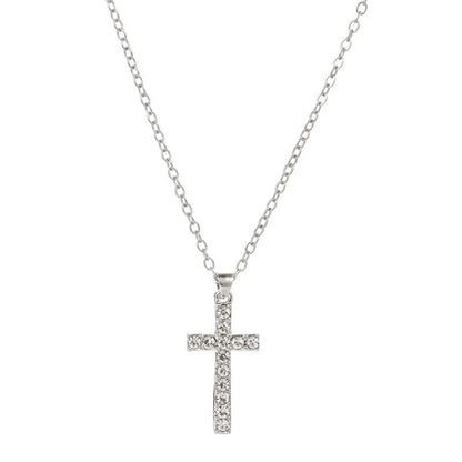 Hip-hop Cross Alloy Plating Rhinestone Pendant Necklace 1 Piece