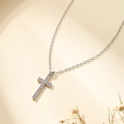 Hip-hop Cross Alloy Plating Rhinestone Pendant Necklace 1 Piece