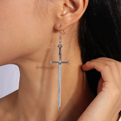 1 Pair Hip-hop Cross Alloy Drop Earrings