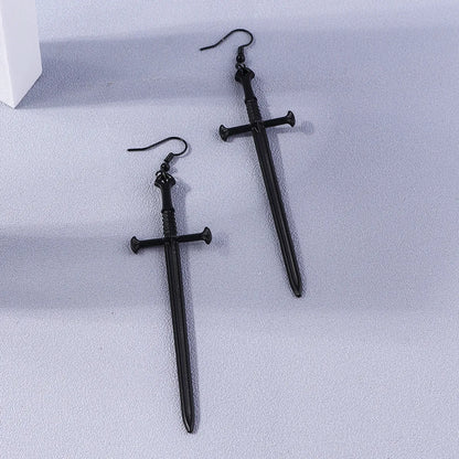 1 Pair Hip-hop Cross Alloy Drop Earrings