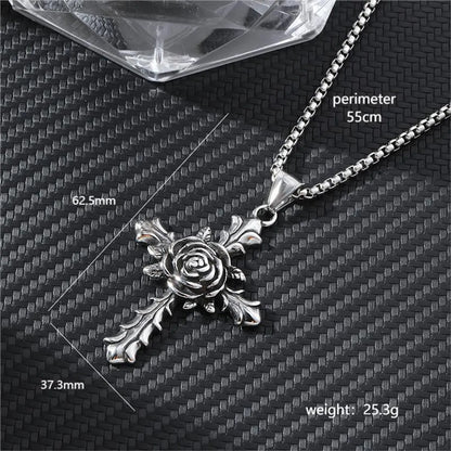 Hip-Hop Cross Anchor Skull Stainless Steel Carving Men'S Pendant Necklace