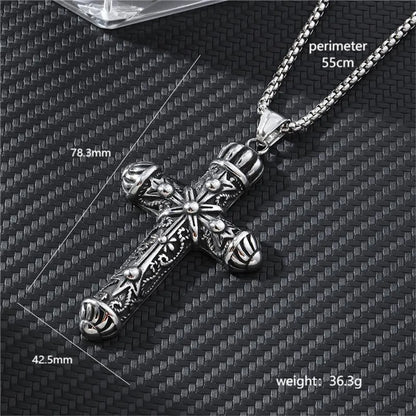 Hip-Hop Cross Anchor Skull Stainless Steel Carving Men'S Pendant Necklace