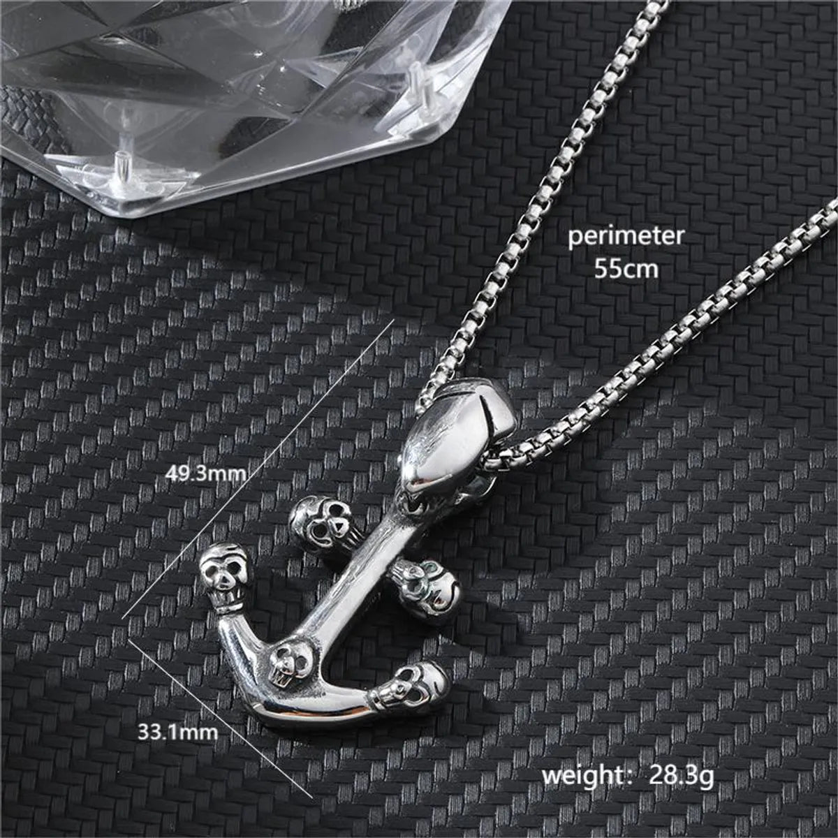 Hip-Hop Cross Anchor Skull Stainless Steel Carving Men'S Pendant Necklace