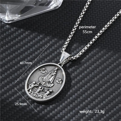 Hip-Hop Cross Anchor Skull Stainless Steel Carving Men'S Pendant Necklace