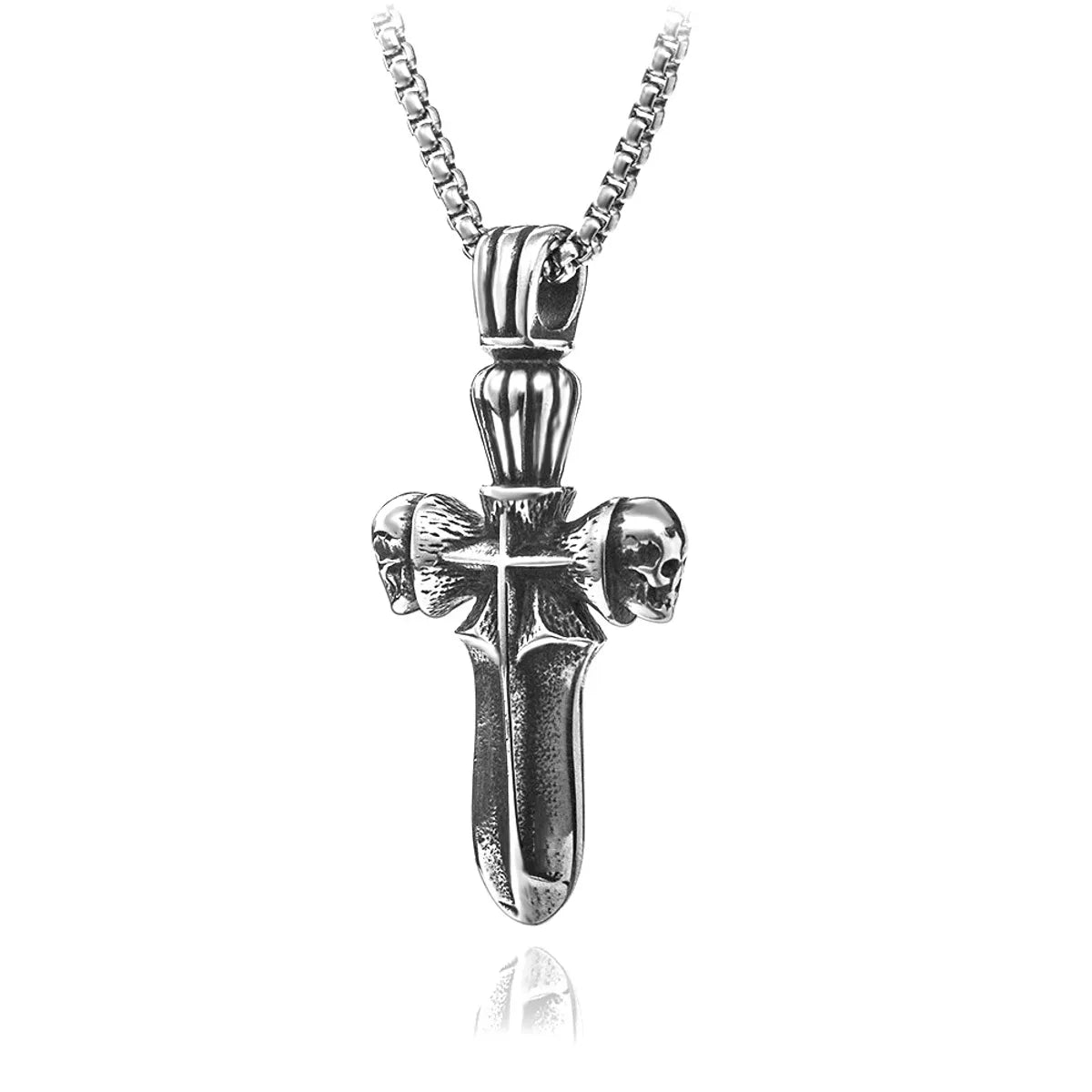 Hip-Hop Cross Angel Skull Alloy Titanium Steel Stoving Varnish Men'S Necklace 1 Piece