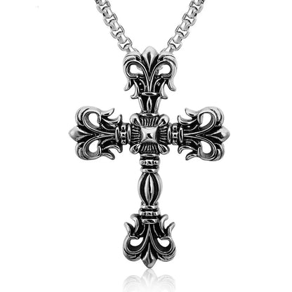 Hip-Hop Cross Angel Skull Alloy Titanium Steel Stoving Varnish Men'S Necklace 1 Piece