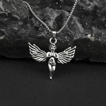 Hip-Hop Cross Wings Angel Zinc Alloy Inlay Plating Zircon Unisex Pendant Necklace