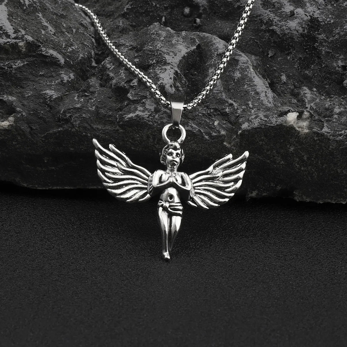 Hip-Hop Cross Wings Angel Zinc Alloy Inlay Plating Zircon Unisex Pendant Necklace