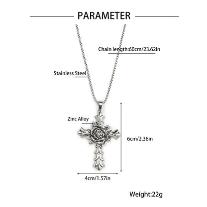 Hip-Hop Cross Wings Angel Zinc Alloy Inlay Plating Zircon Unisex Pendant Necklace