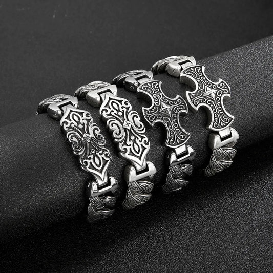 Hip-hop Cross Solid Color Titanium Steel Patchwork Plating Bracelets 1 Piece