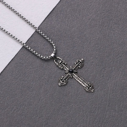 Hip-Hop Cross Stainless Steel Alloy Plating Gold Plated Men'S Pendant Necklace