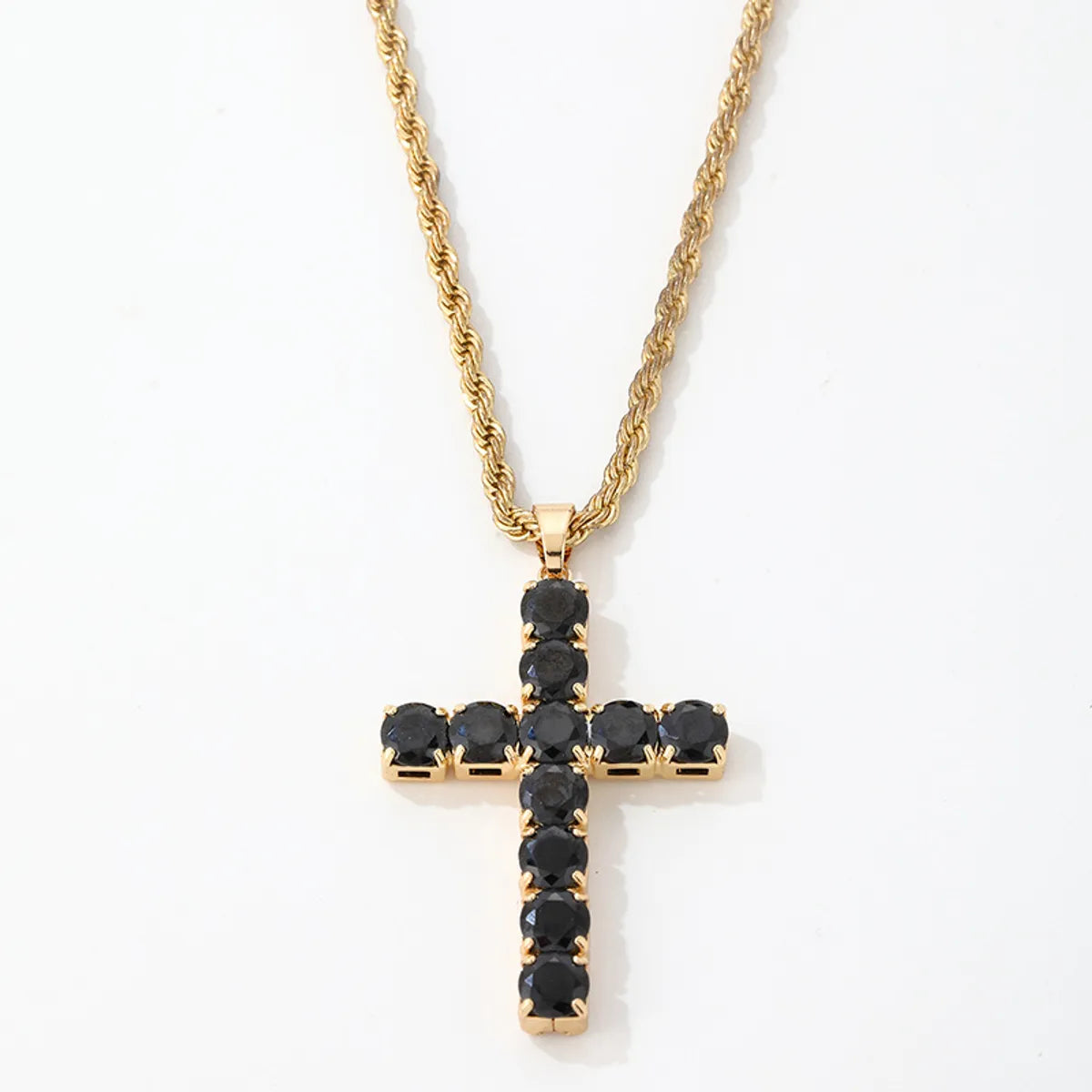 Hip-Hop Cross 304 Stainless Steel Copper Plating Inlay Zircon Men'S Pendant Necklace