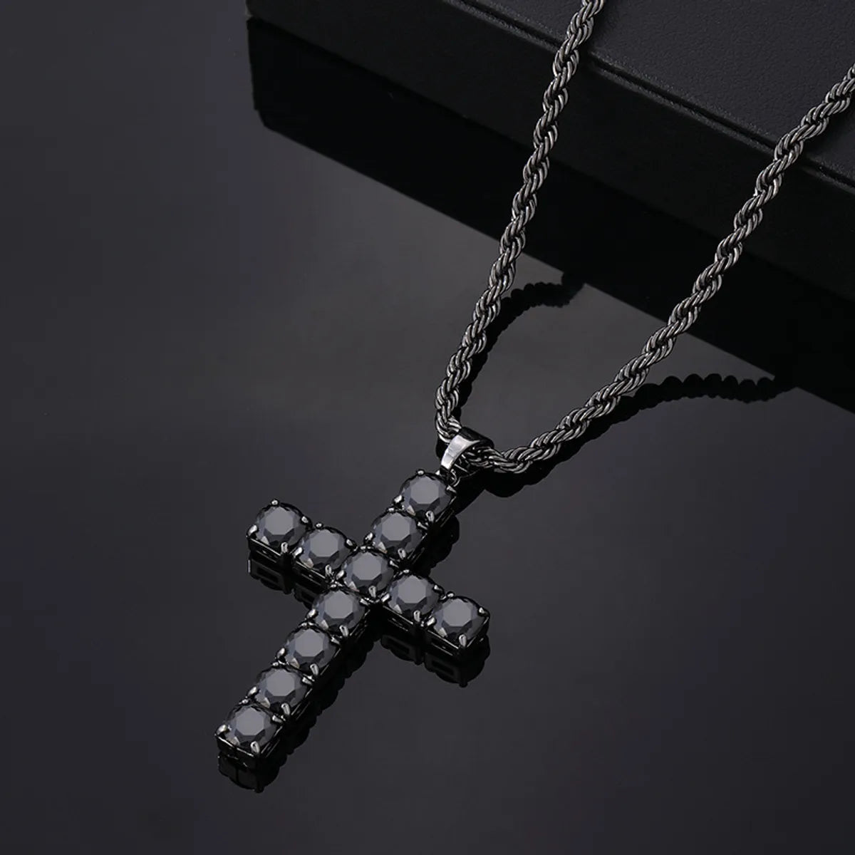 Hip-Hop Cross 304 Stainless Steel Copper Plating Inlay Zircon Men'S Pendant Necklace