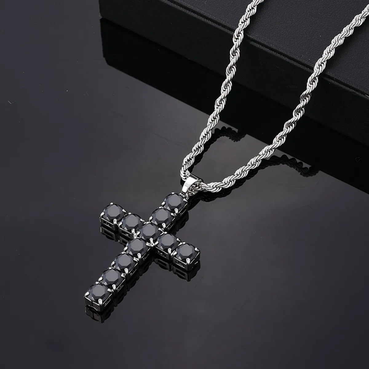 Hip-Hop Cross 304 Stainless Steel Copper Plating Inlay Zircon Men'S Pendant Necklace