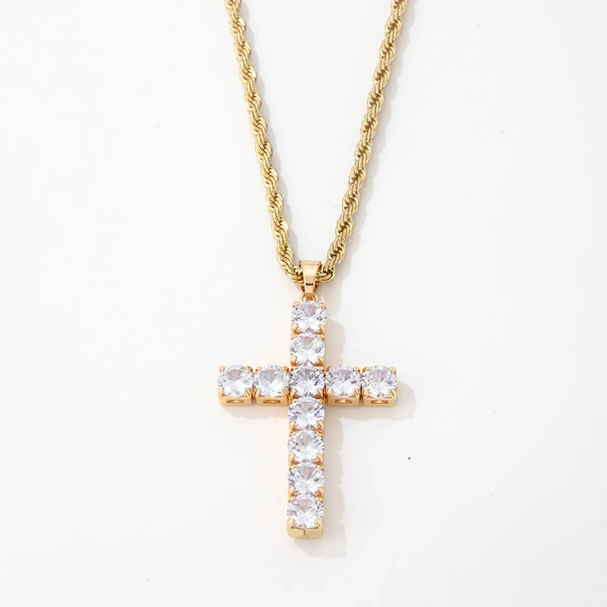 Hip-Hop Cross 304 Stainless Steel Copper Plating Inlay Zircon Men'S Pendant Necklace