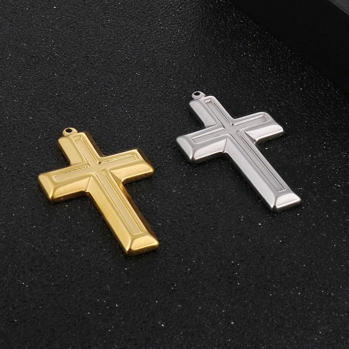 1 Piece Stainless Steel 18K Gold Plated Cross