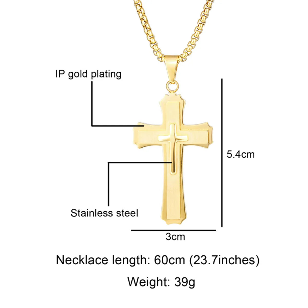 Hip-Hop Cross 304 Stainless Steel Plating Men'S