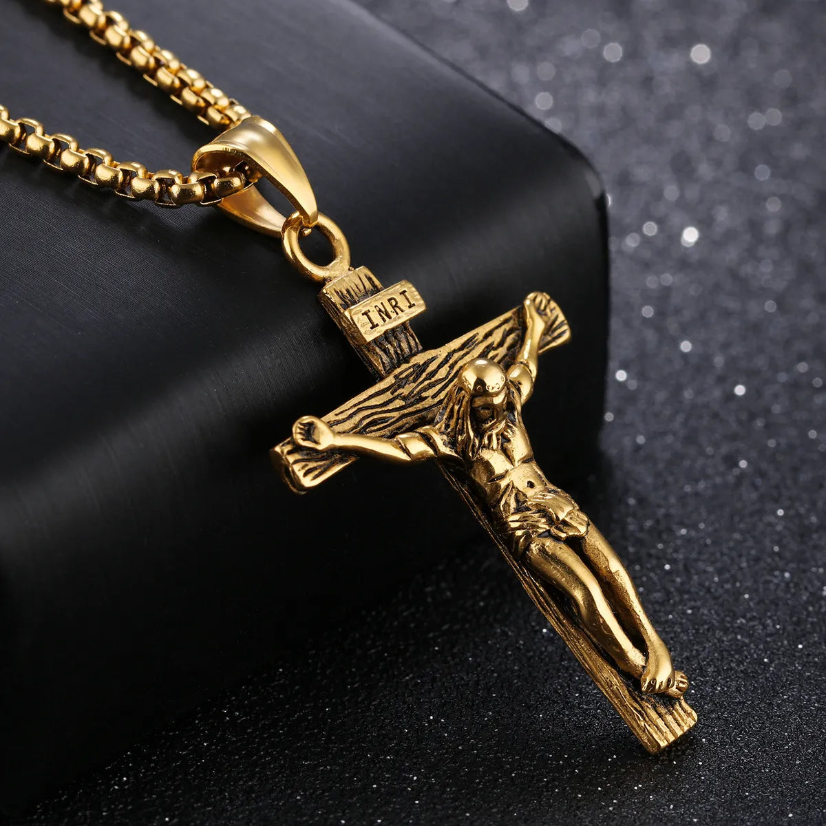 Hip-Hop Cross Stainless Steel Titanium Steel Plating Pendant Necklace 1 Piece