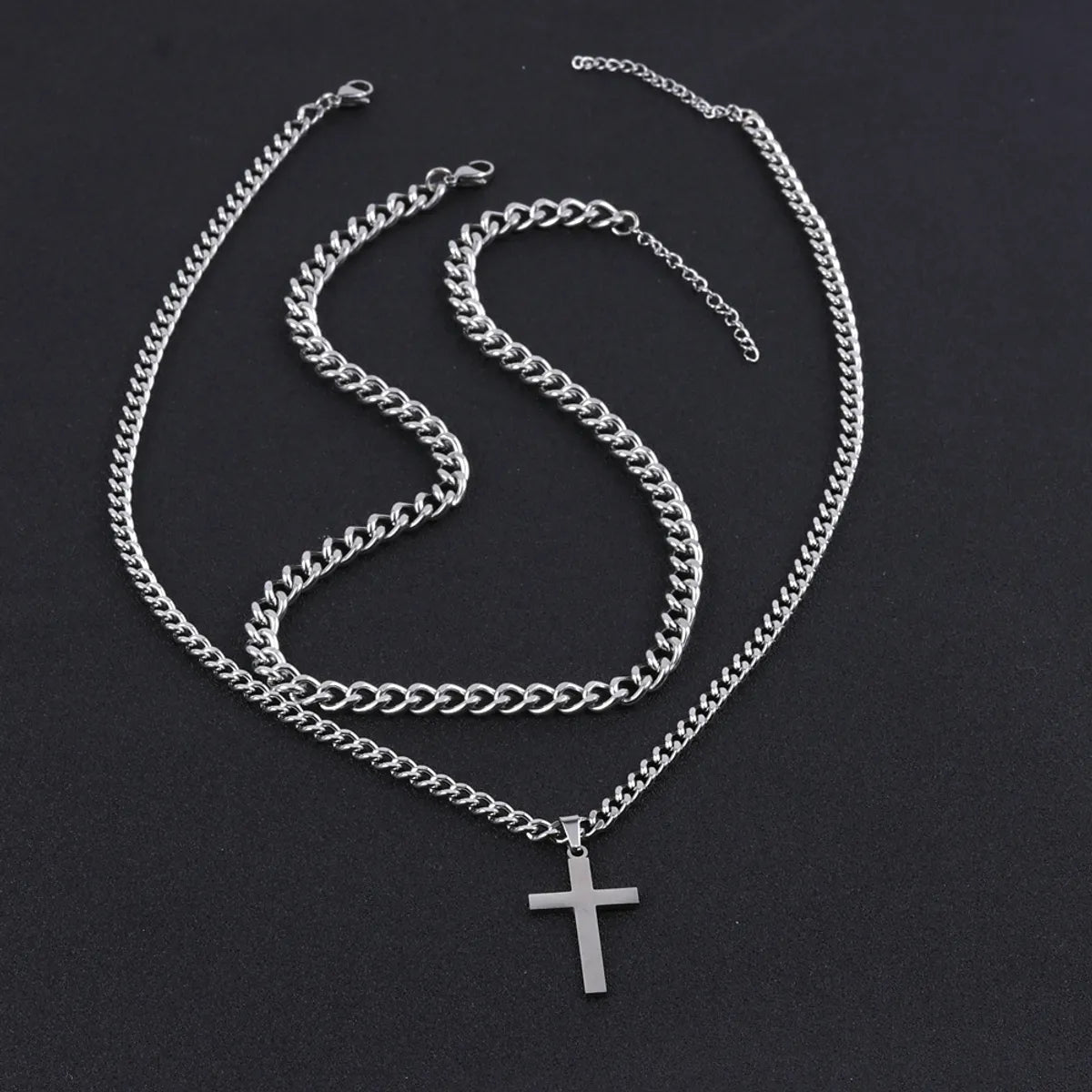 Hip-Hop Cross Stainless Steel Titanium Steel Plating Unisex Pendant Necklace