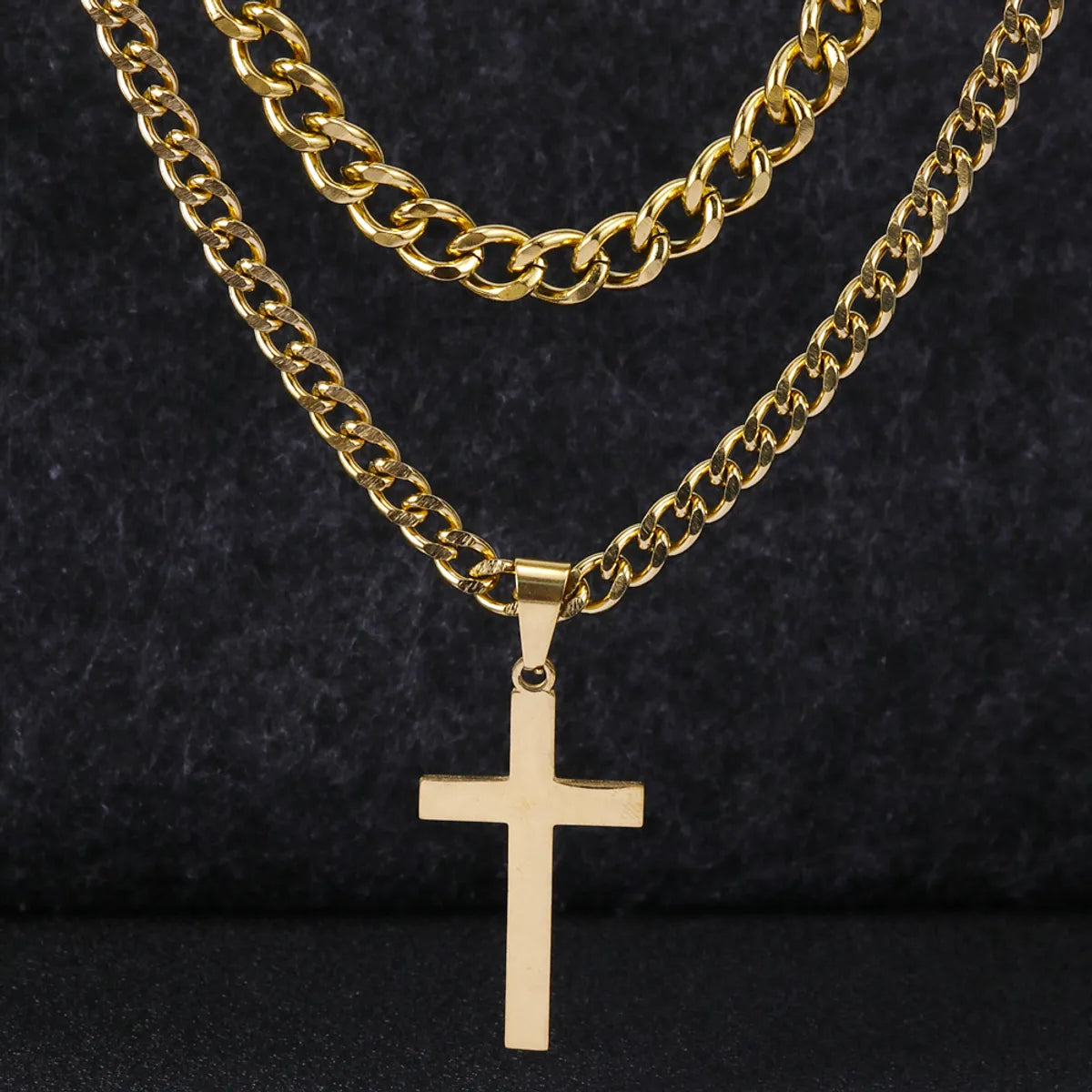 Hip-Hop Cross Stainless Steel Titanium Steel Plating Unisex Pendant Necklace