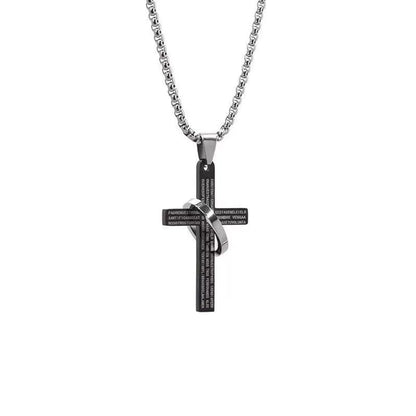 Hip-hop Cross Titanium Steel Patchwork Pendant Necklace