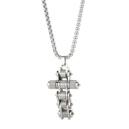 Hip-Hop Cross Titanium Steel Plating Men'S Pendant Necklace