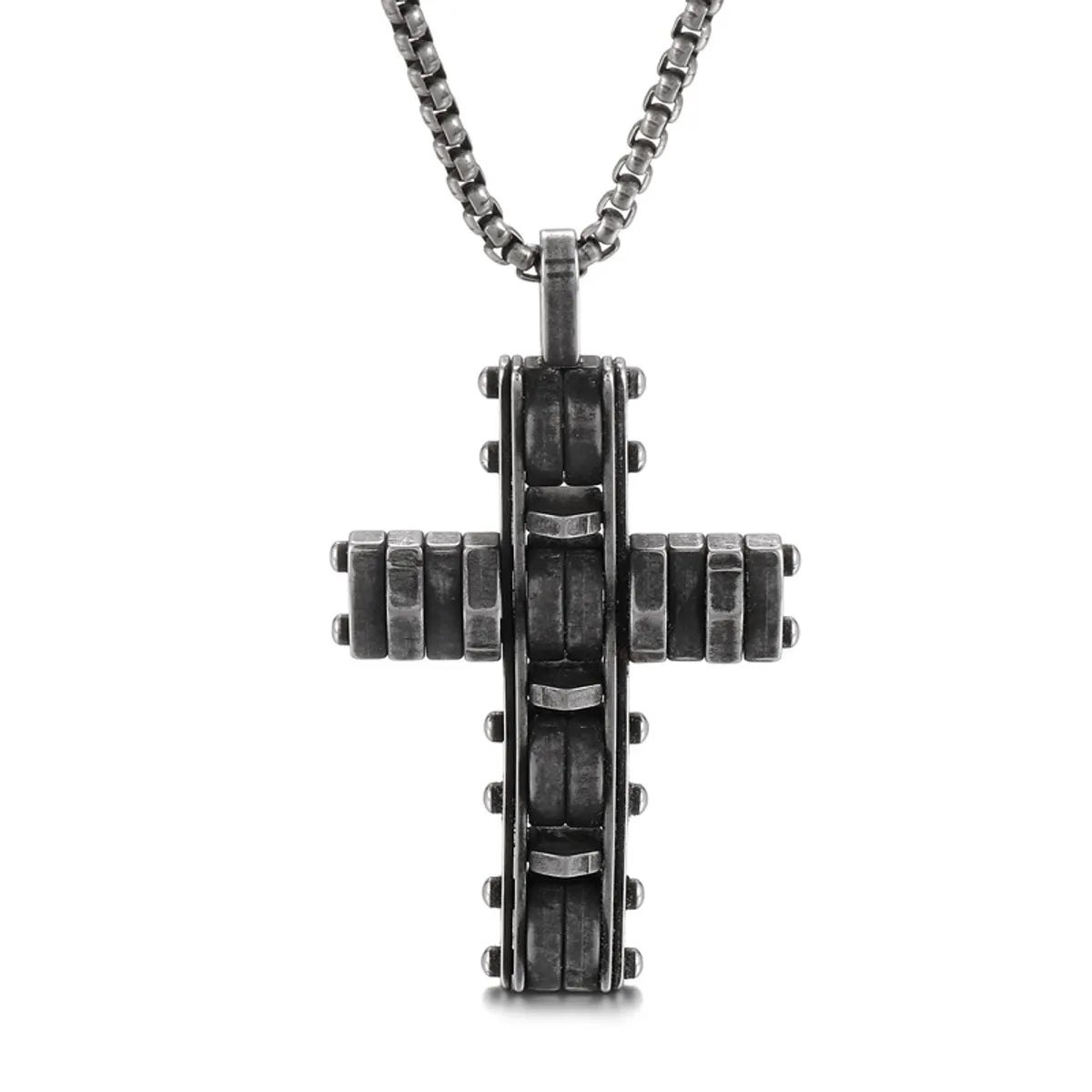 Hip-Hop Cross Titanium Steel Plating Men'S Pendant Necklace