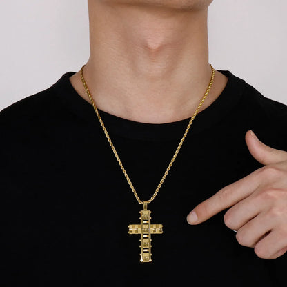 Hip-Hop Cross Titanium Steel Plating Men'S Pendant Necklace