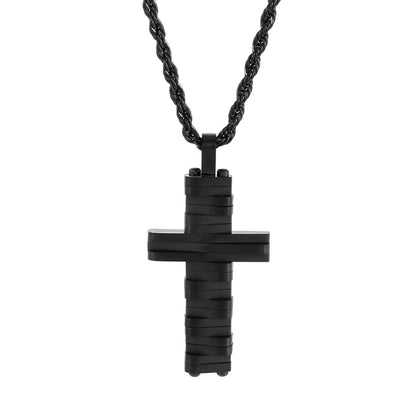 Hip-Hop Cross Titanium Steel Plating Men'S Pendant Necklace